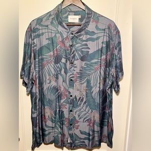 Goodfellow Blue/Purple Tropical Button Down XXL
